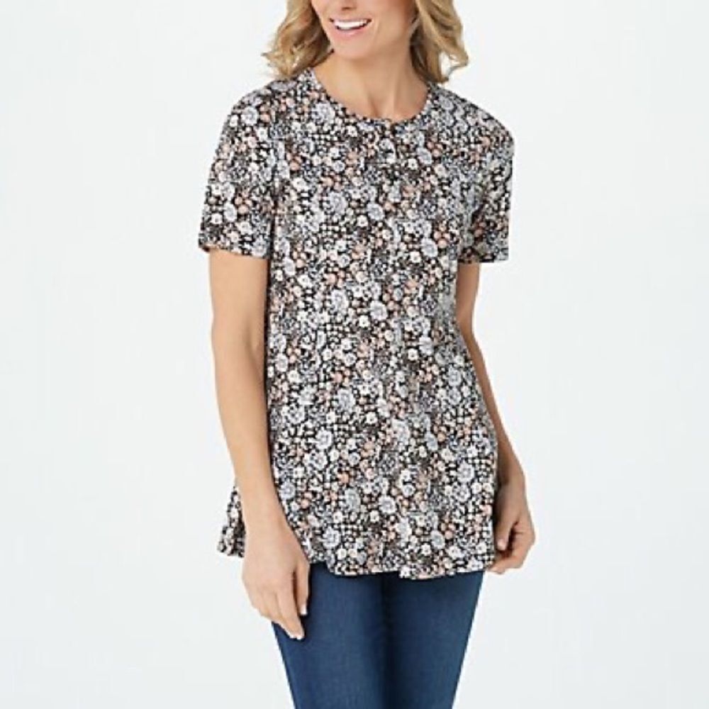 Denim & Co. Printed Jersey Fit & Flare Top
